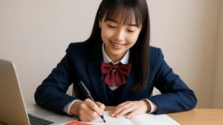 英検の勉強をする女子中学生